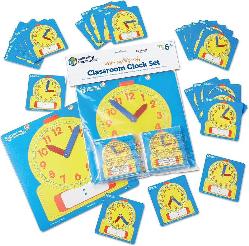 Learning Resources Write On/Wipe Clocks Classroom Set - Image 1